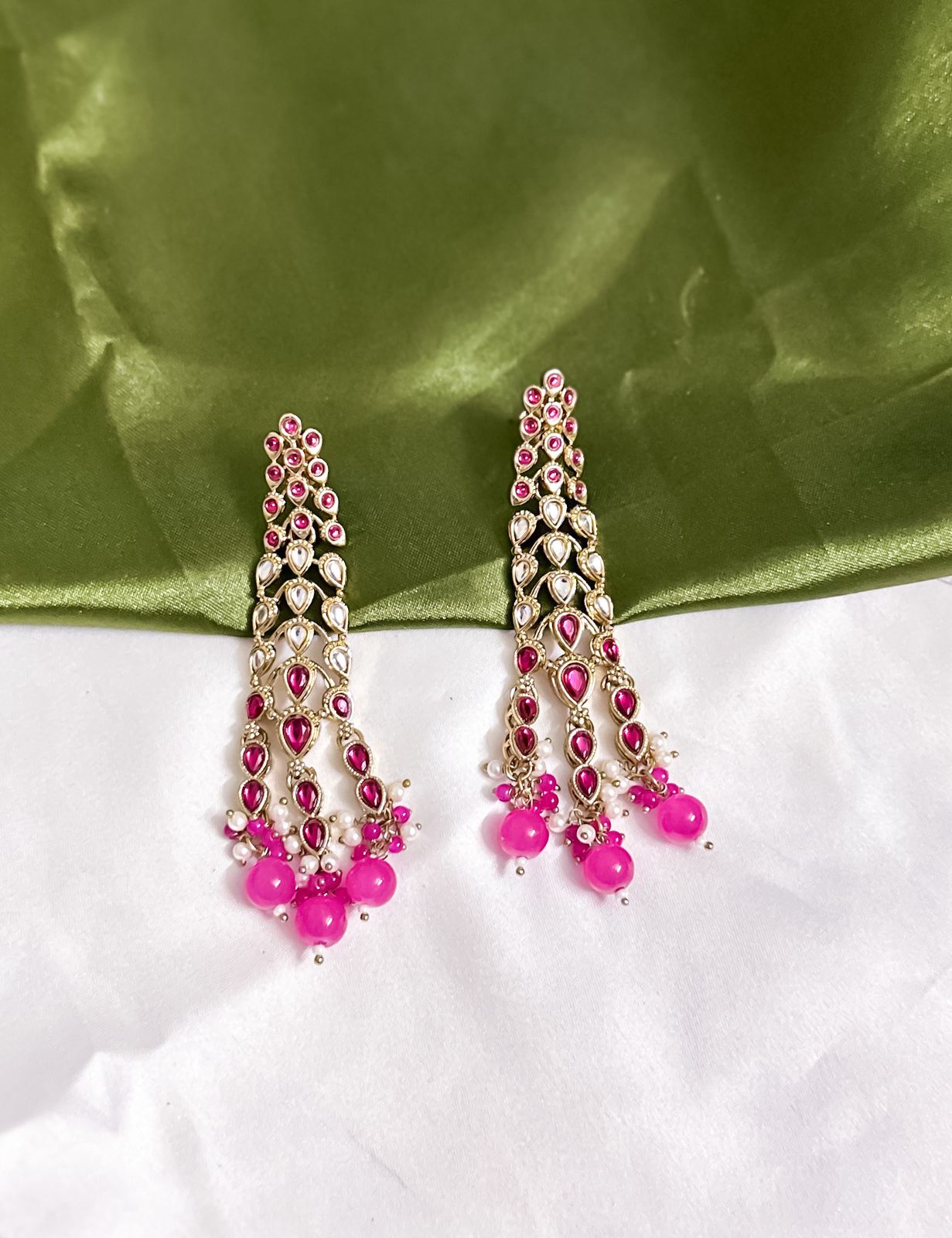 Luxe Layers: Golden Pink Pearl Earrings